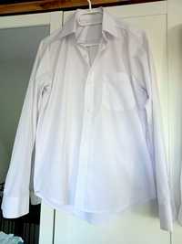 Biała klasyczna męska koszula z długim rękawem, kołnierzyk 38, S/M