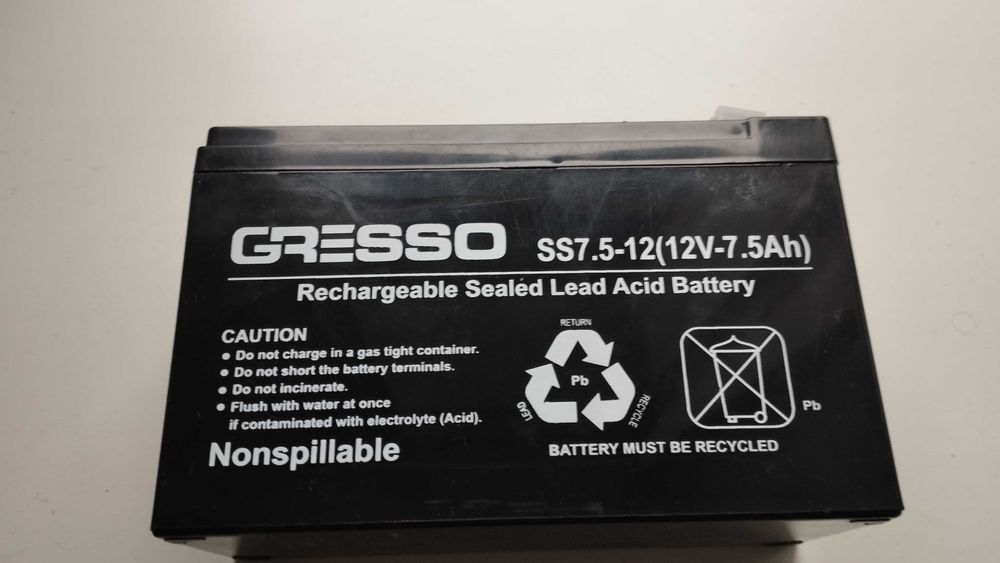 Акумуляторна батарея GRESSO 12V-7.5 Ah