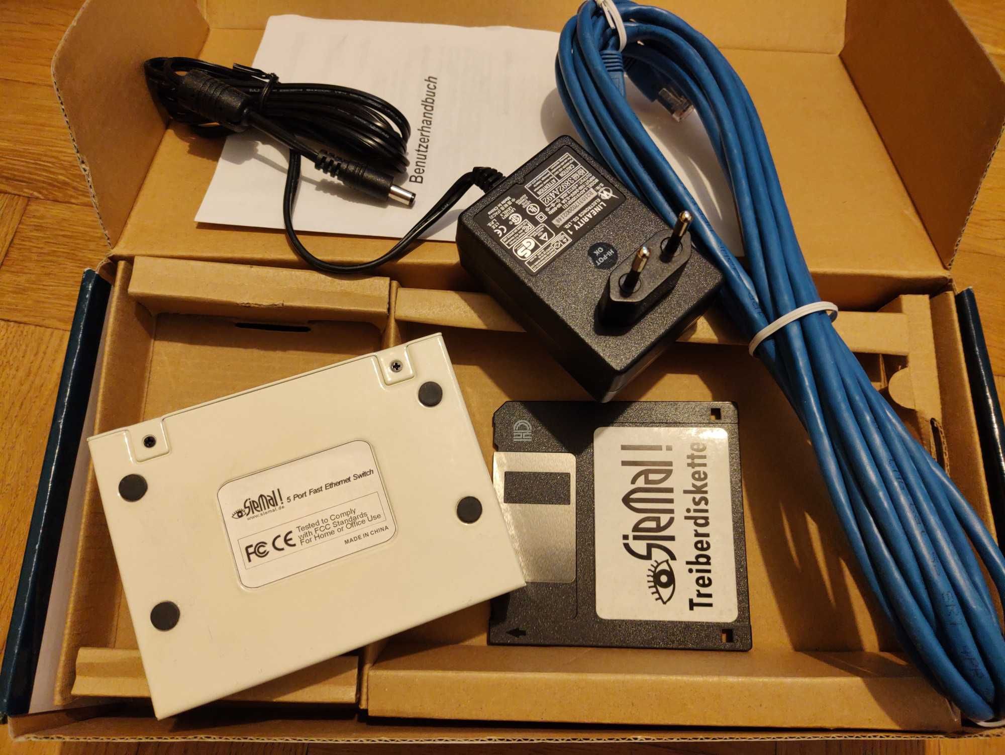 Switch 10/100 Mbps, zasilacz 5v2A, kabel ethernet