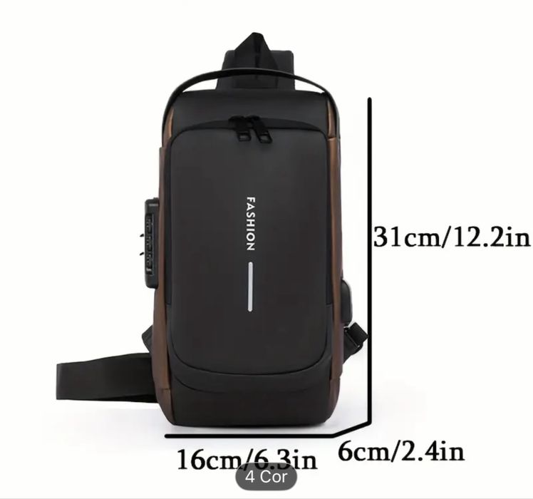 Bolsa de ombro com fecho de senha anto roubo