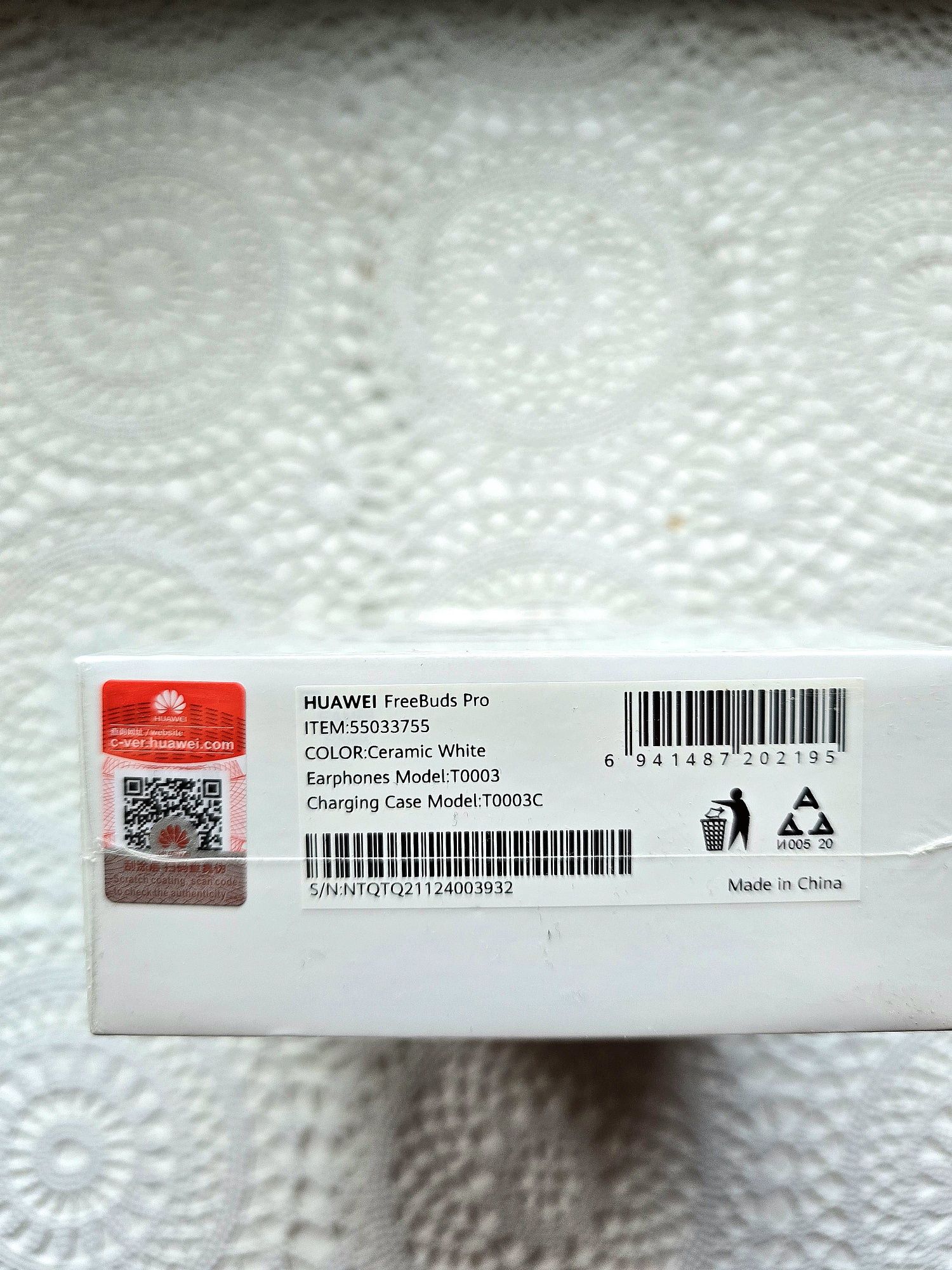 Huawei FreeBuds Pro, Ceramic White (Zaplombowane wraz z paragonem).