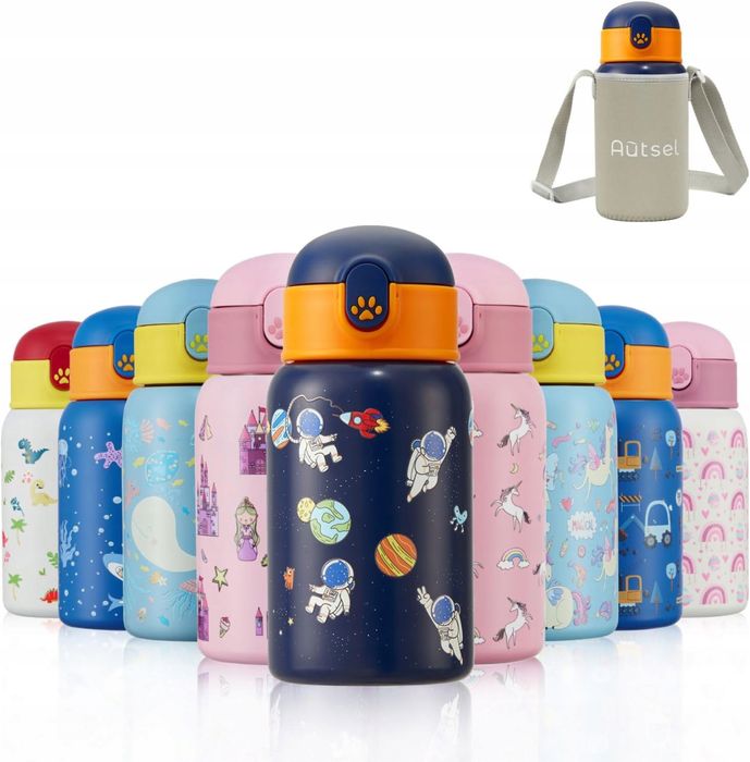 Butelka na wodę dla dzieci ze stali nierdzewnej ze słomką 400m