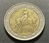 Moeda 2 Euros Grécia - Letra “S” + Erros de cunhagem