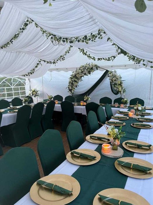 Namioty z pełnym wyposażeniem! Ścianka kwiatowa! Napis LED! Candy Bar!