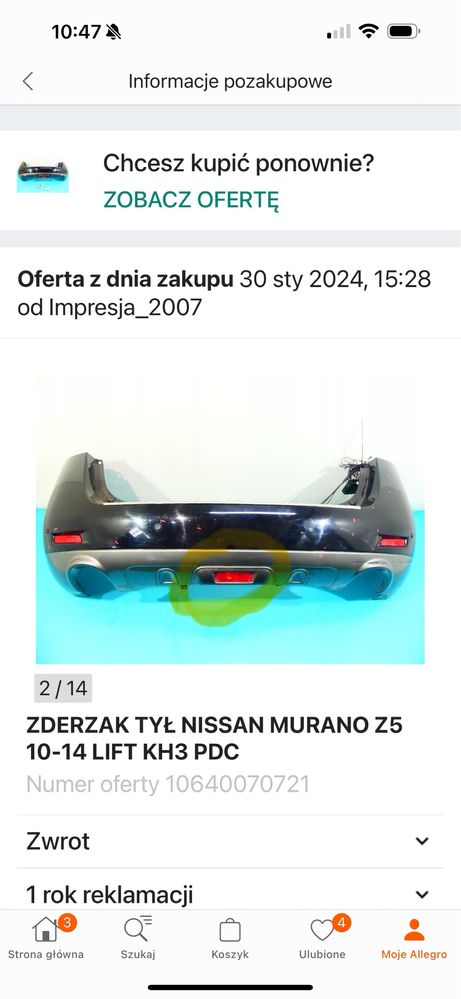 Tylny zderzak Nissan Murano Z 51