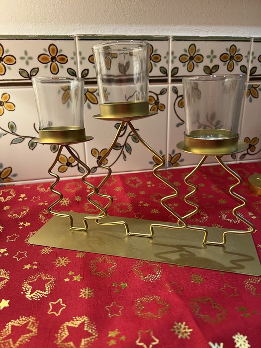 Castiçal com decoração  de Natal