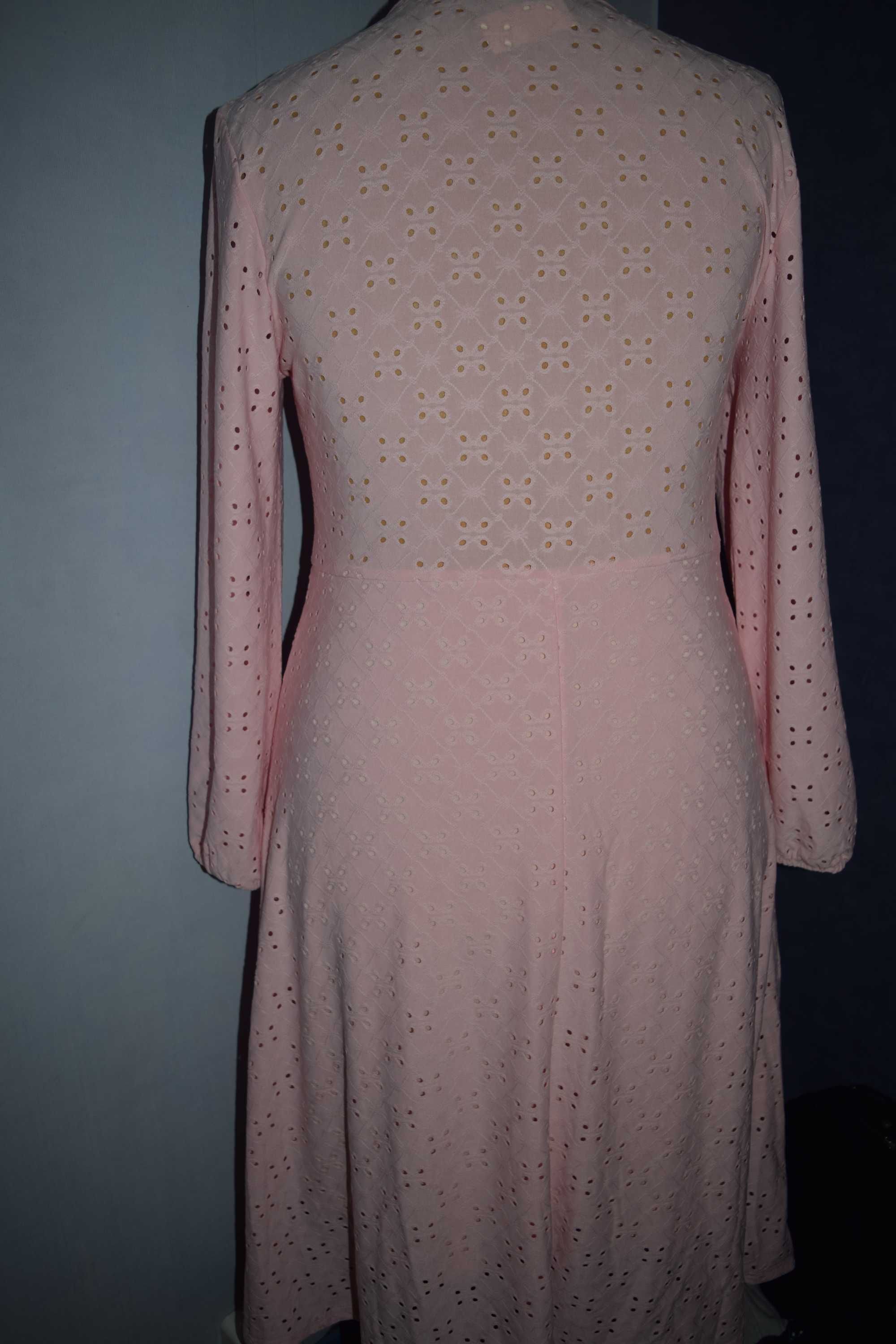 Shiein Piękna sukienka różowa nowa haft richelieu_44