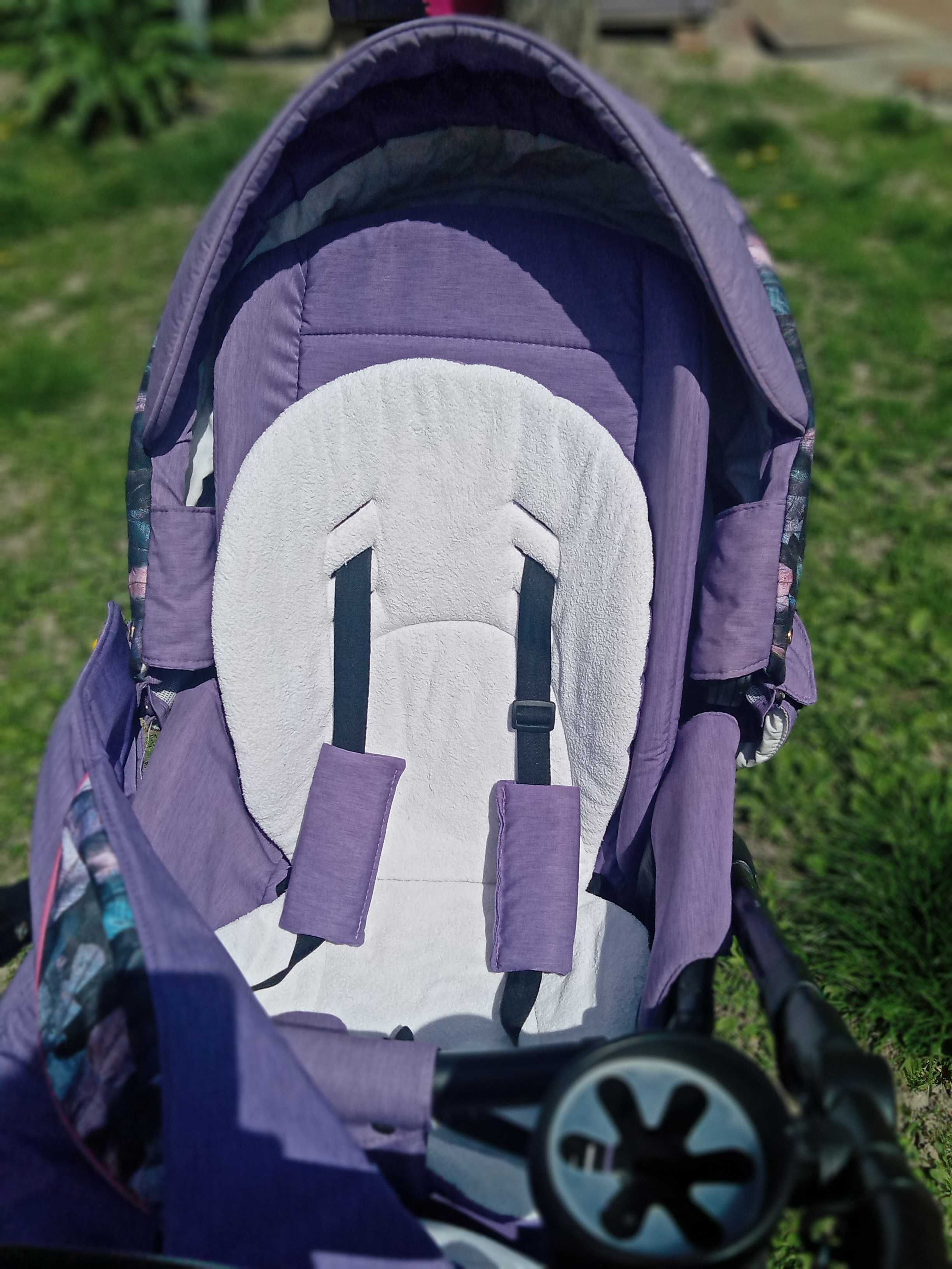Коляска, візочок дитяча Adamex 2 в 1 фіолетового кольору