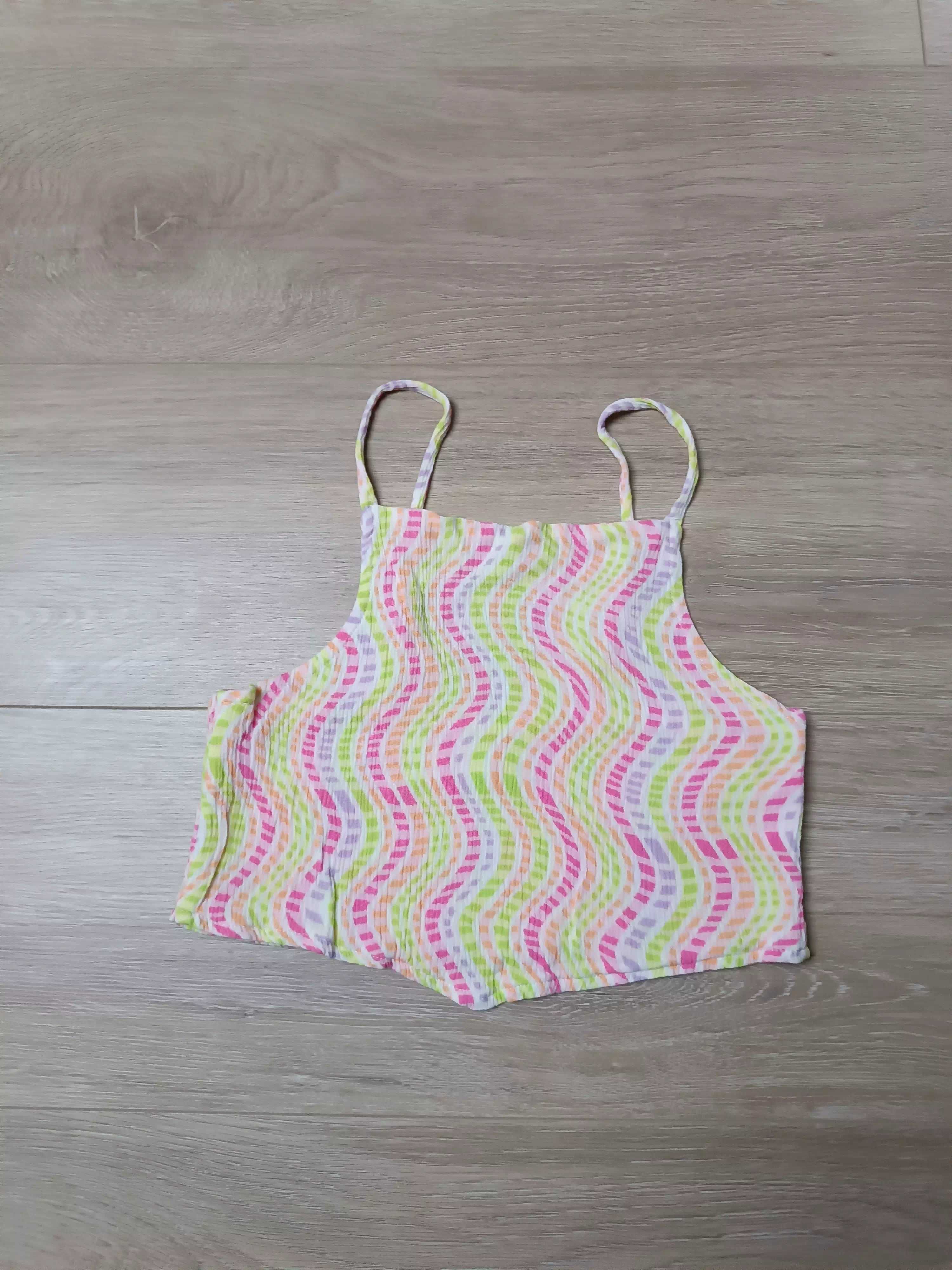 Koszulka crop top wąskie naramki kolorowe paseczki 'Zara' 152
