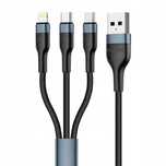 Foneng Kabel 3w1 USB Do USB-C / Micro USB / Lightning 3A 1,2m Czarny