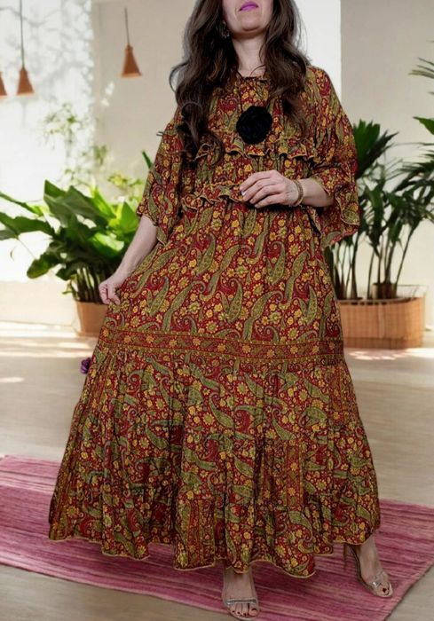 Kolorowa sukienka damska długa maxi indyjska  boho bohema gypsy hippie