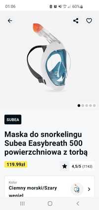 NOWA Maska do snorkelingu SUBEA pełnotwarzowa r.M/L