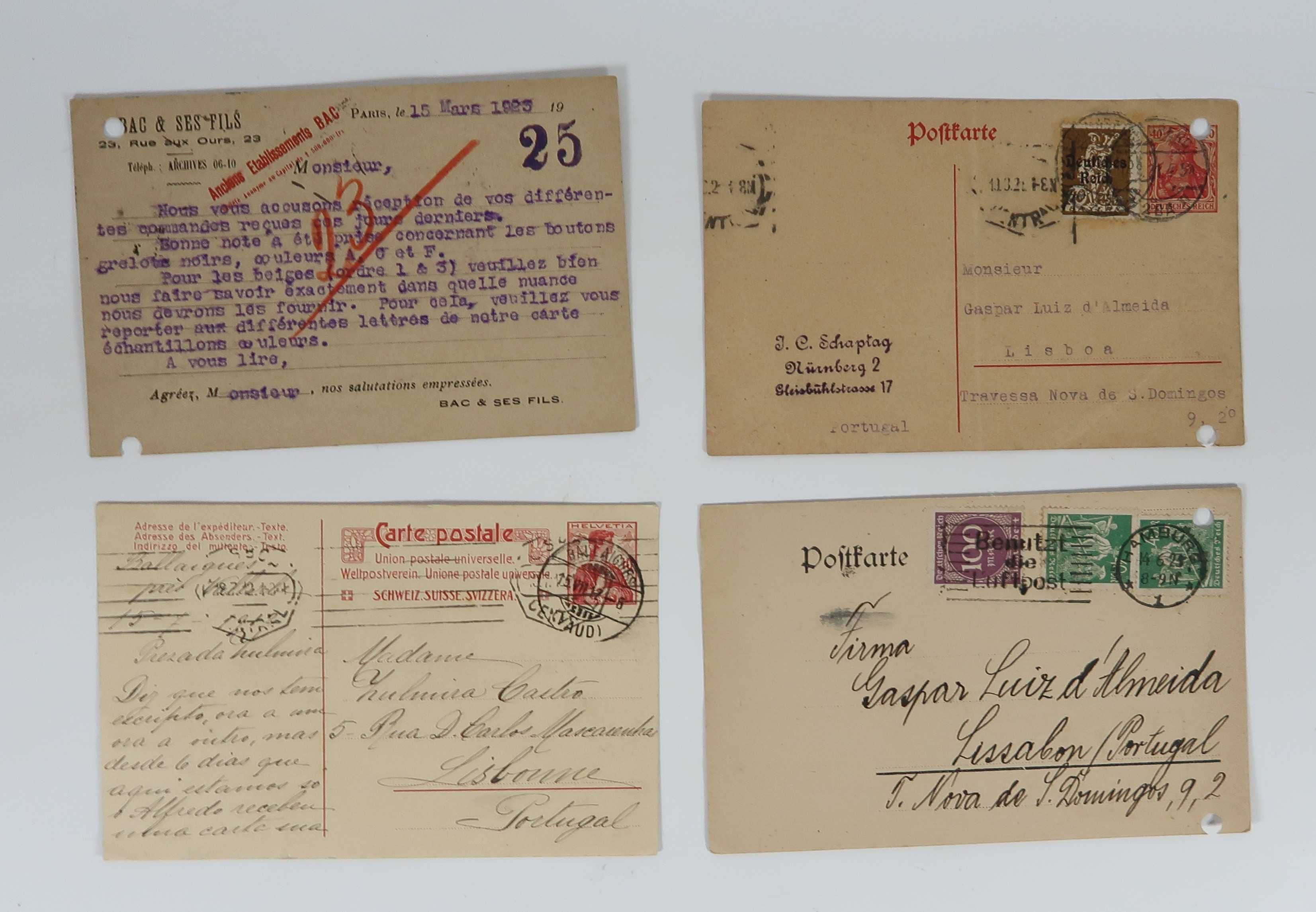 Conjunto de 16 bilhetes postais comerciais antigos