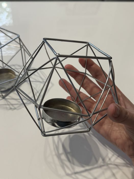 Świecznik metalowy geometryczny loft boho retro vintage