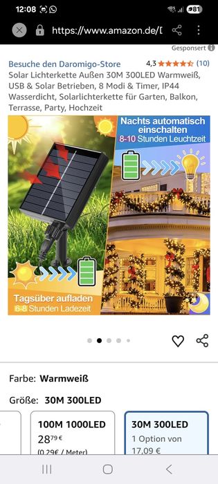 Painel solar de luzes