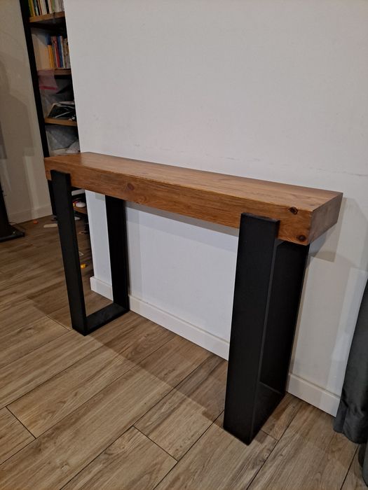 Konsola, loft, lite drewno, stal