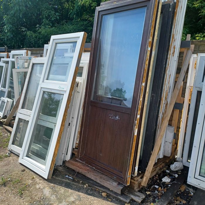 Okna używane pcv z demontażu białe brąz, wiele rozmiarów