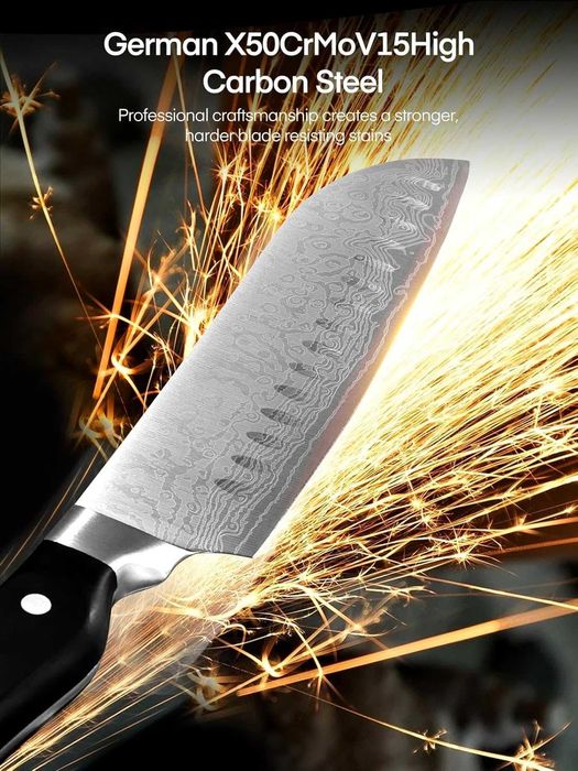 Nóż kuchenny FOHERE, 14-częściowy blok, noże ze zintegrowaną ostrzałką