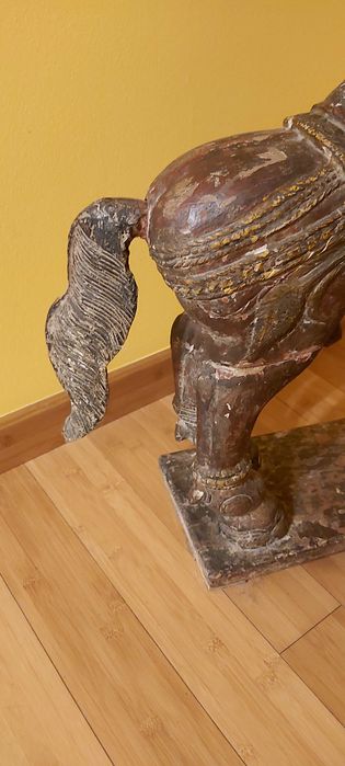 Stary drewniany koń, Indie,figura drewniana