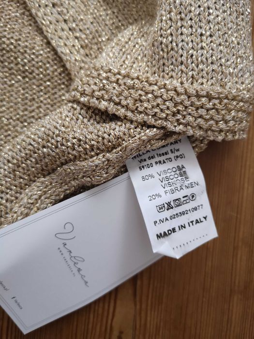 Sukienka midi 36 38 Varlesca złota na jedno ramię z rozcięciem wiskoza