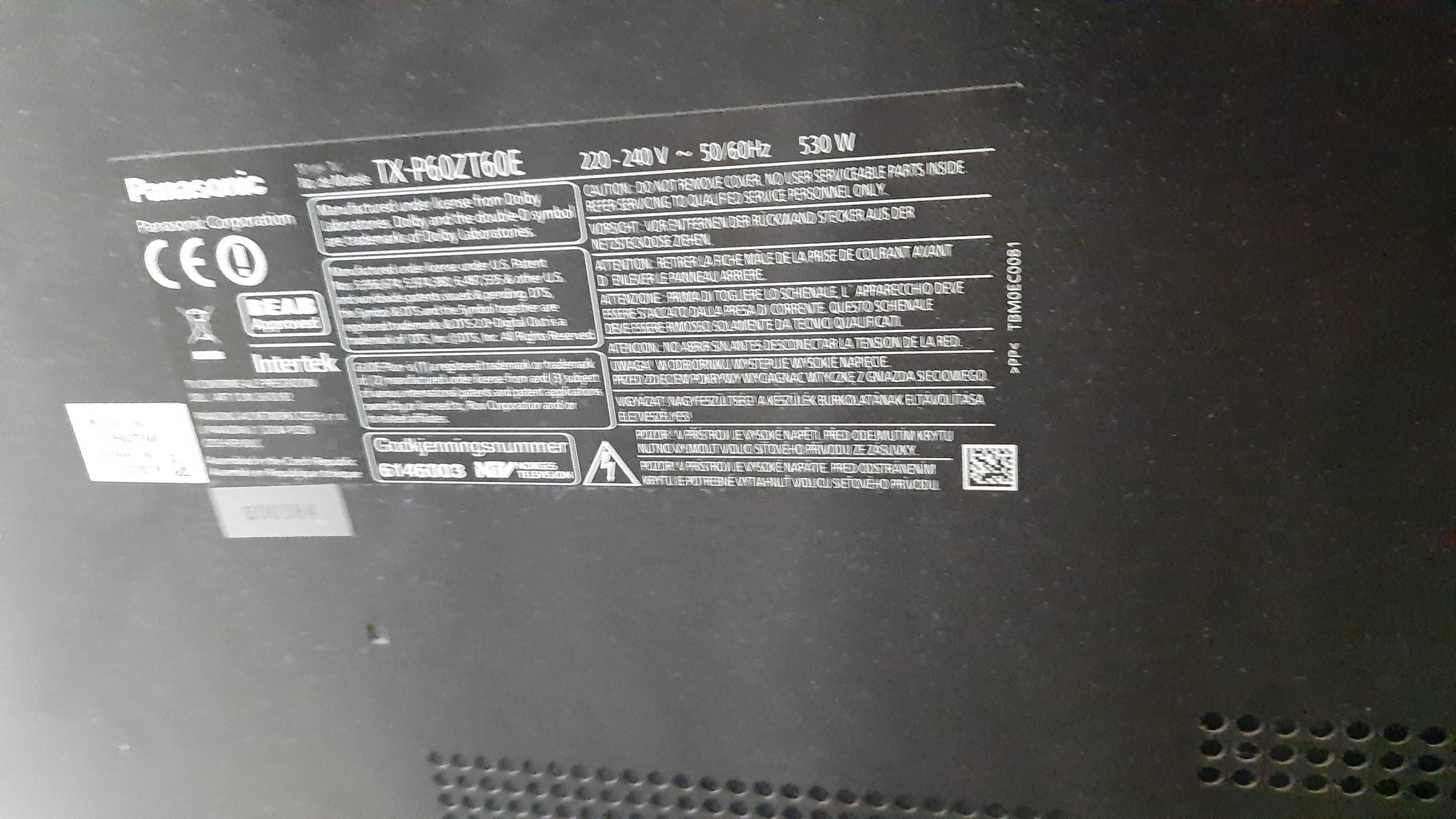 TV Panasonic TX-P60ZT60E Studio Master Panel 3D, 60 cali używany