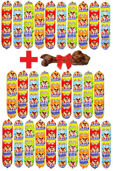 29x1KG Karma dla psa baton PAPITO 83% mięsa + GRATIS