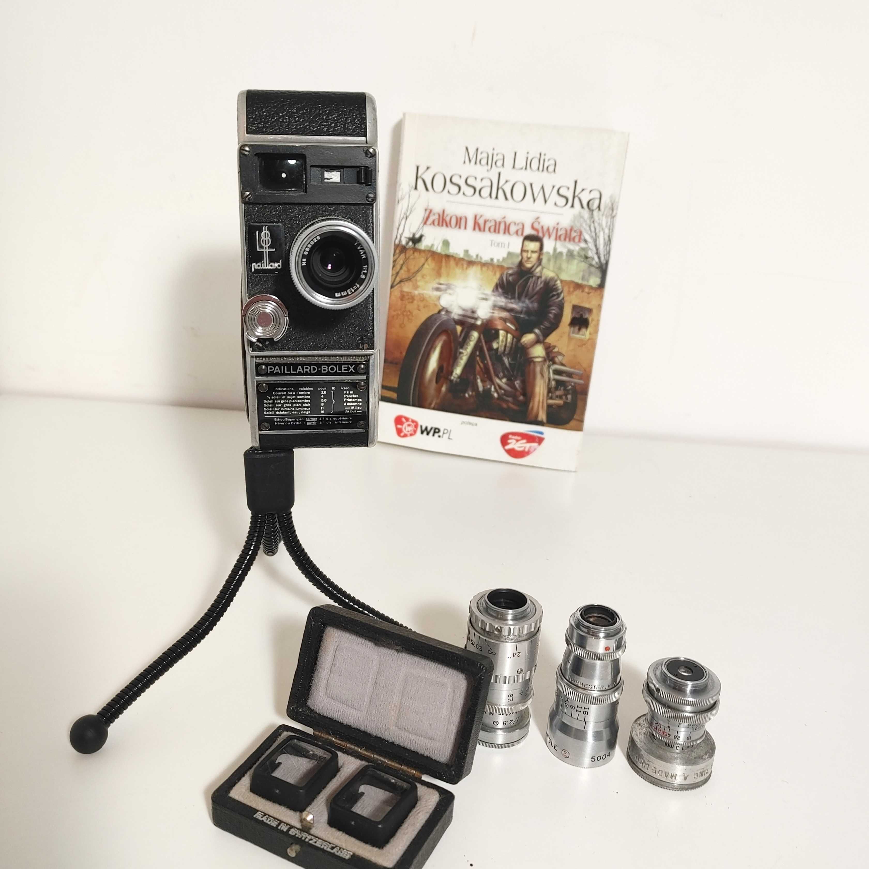Komplet Kamera filmowa 8mm Paillard Bolex z czterema obiektywami