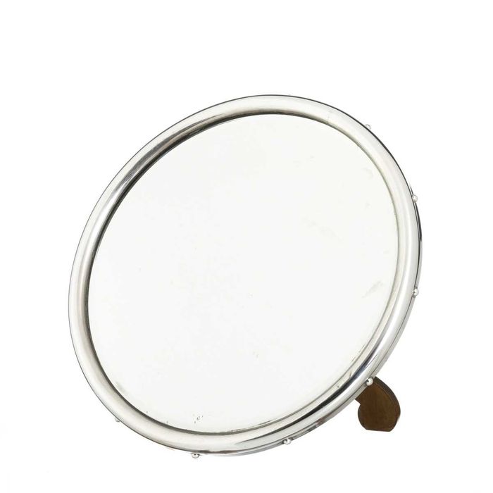 Espelho redondo de mesa em prata