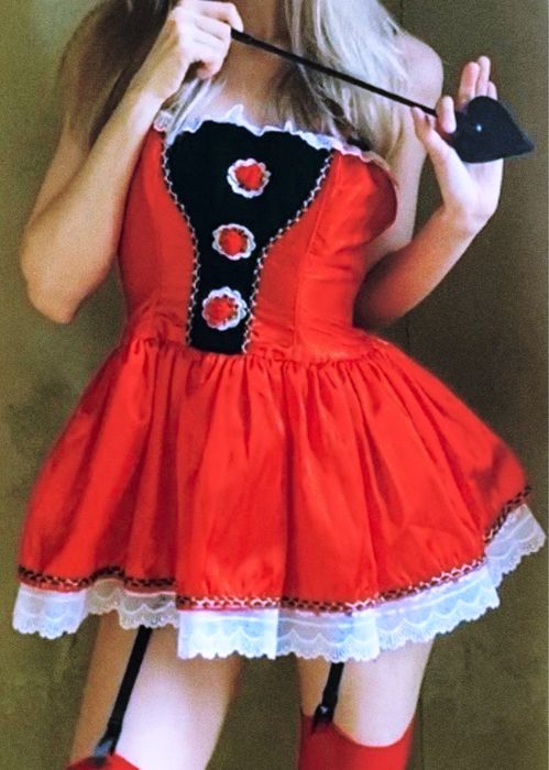 Жіноча атласна червона вінтажна сукня костюм карнавальний