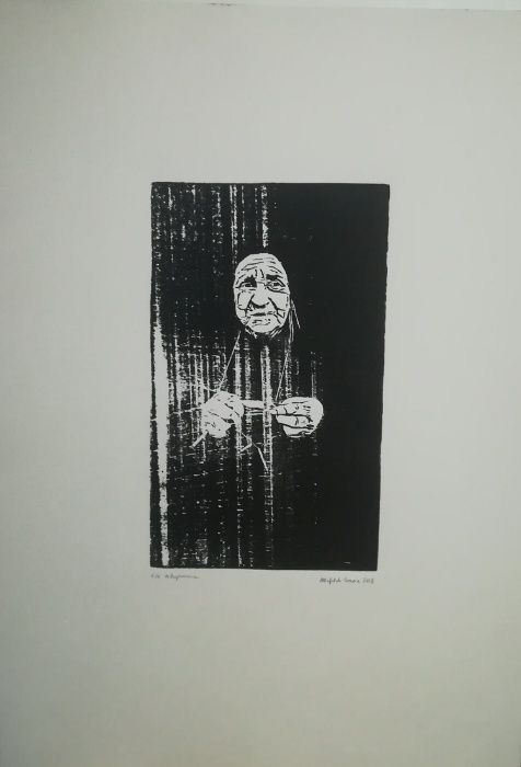 Xilogravura gravura em madeira retrato mulher Soajo original assinado