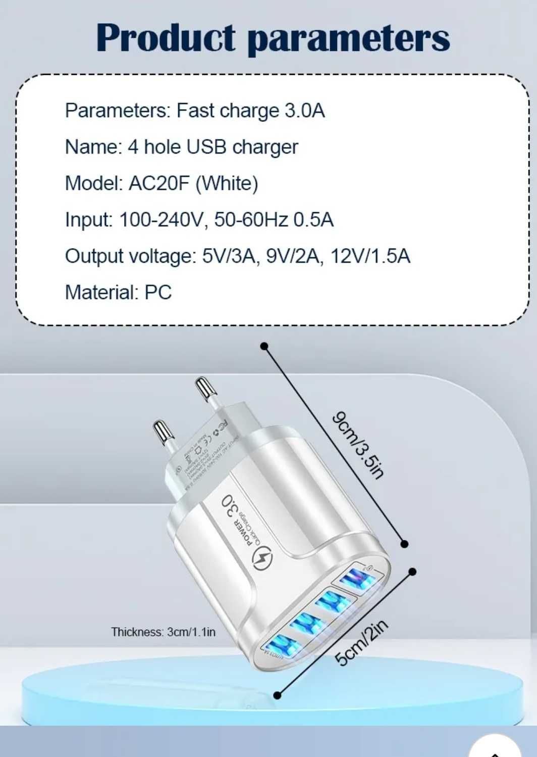 Ładowarka Qc3 4 USB
