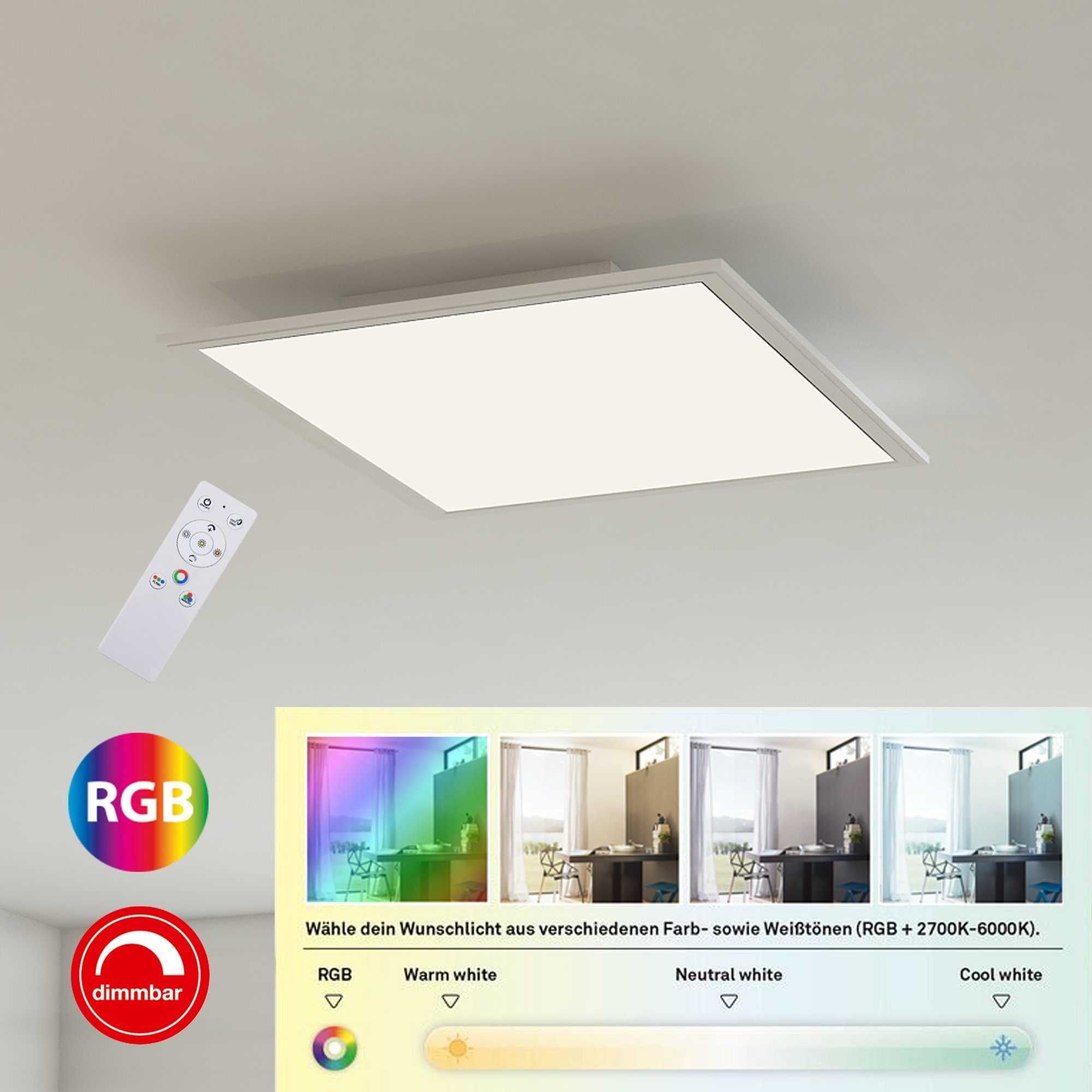 Lampa sufitowa panel LED ściemnialna zmiana kolorów RGB pilot