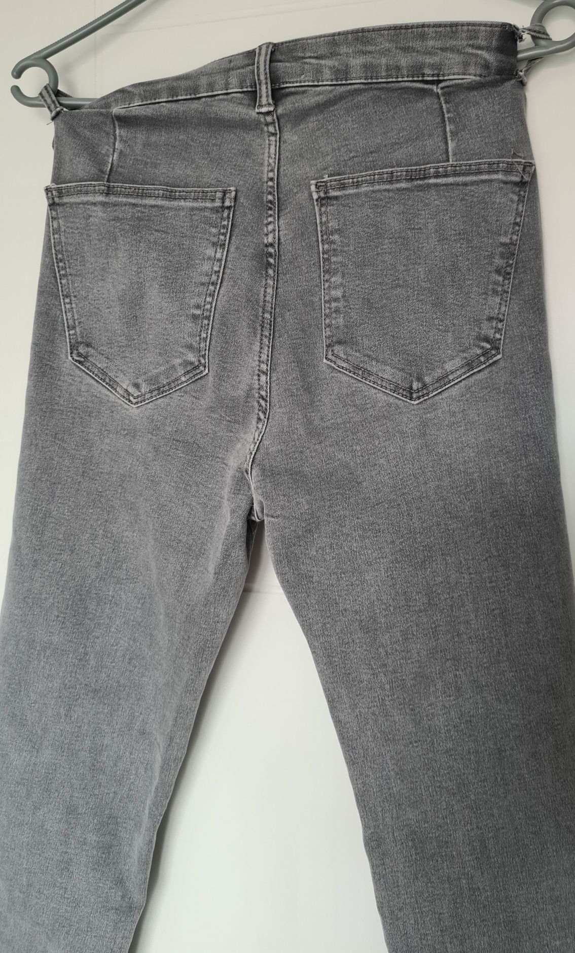 Spodnie jeansy skinny fit jegginsy szare z wysokim stanem Zara 36 / S