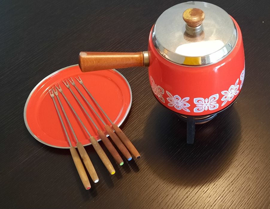 Set fondue vintage - vermelho