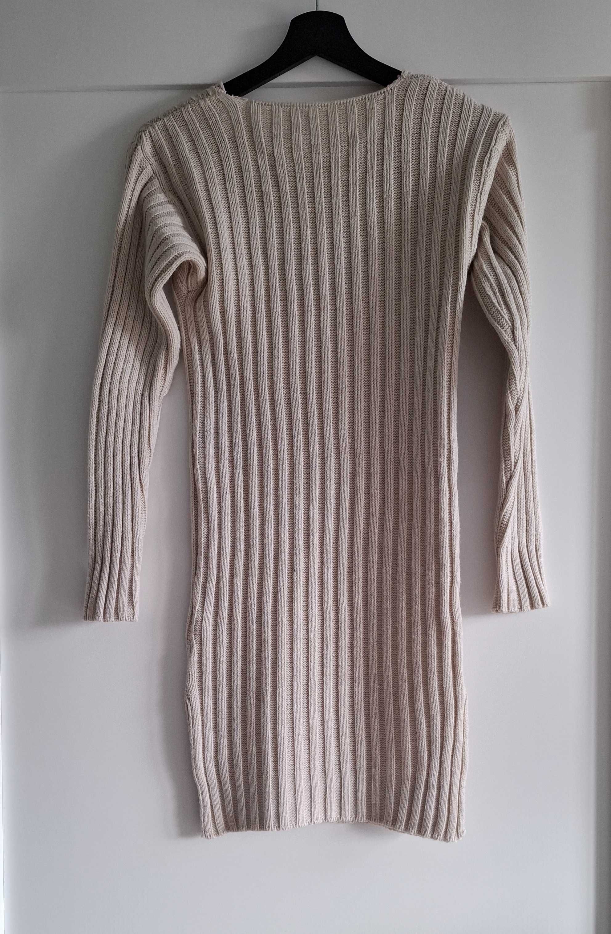 Sukienka sweter tunika beżowa XS S ciążowa
