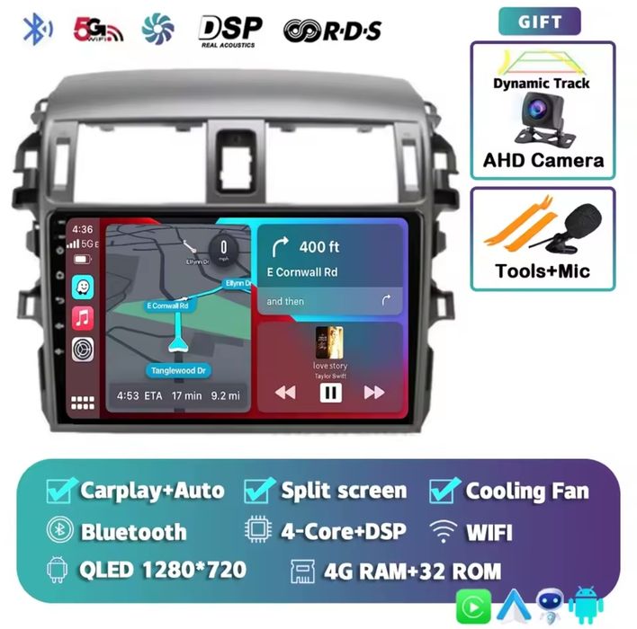 4/32 GB Магнітола Toyota Corolla 150 + камера заднього вигляду