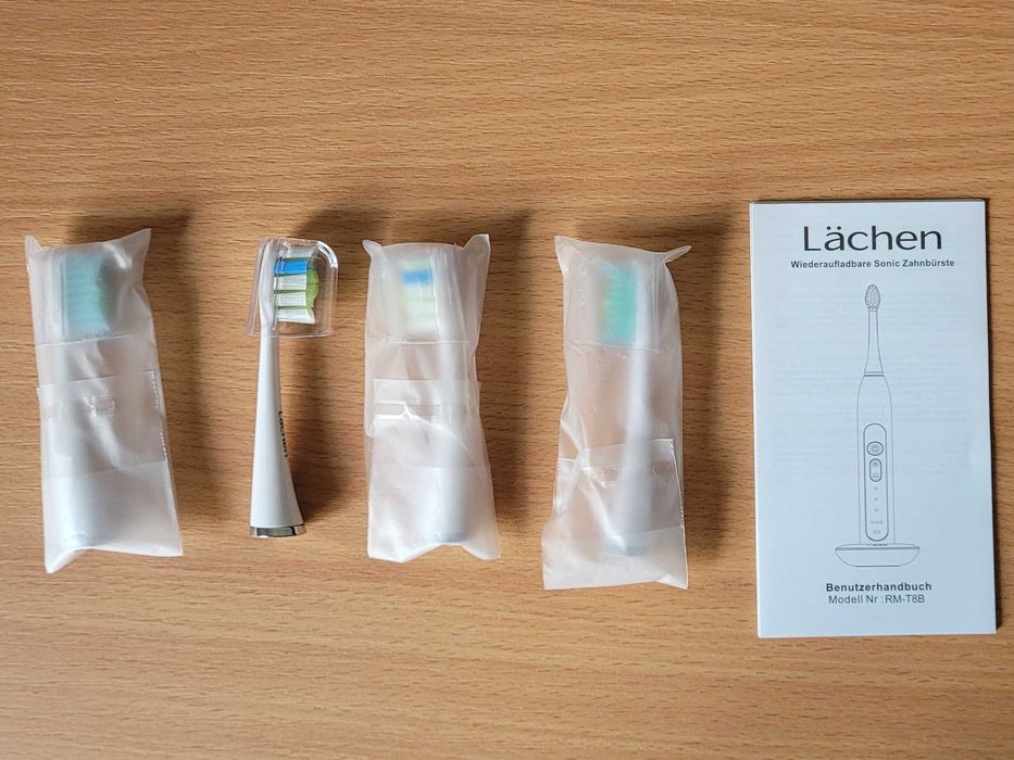 Lächen sonic różowa szczoteczka elektryczna z 4 końcówkami