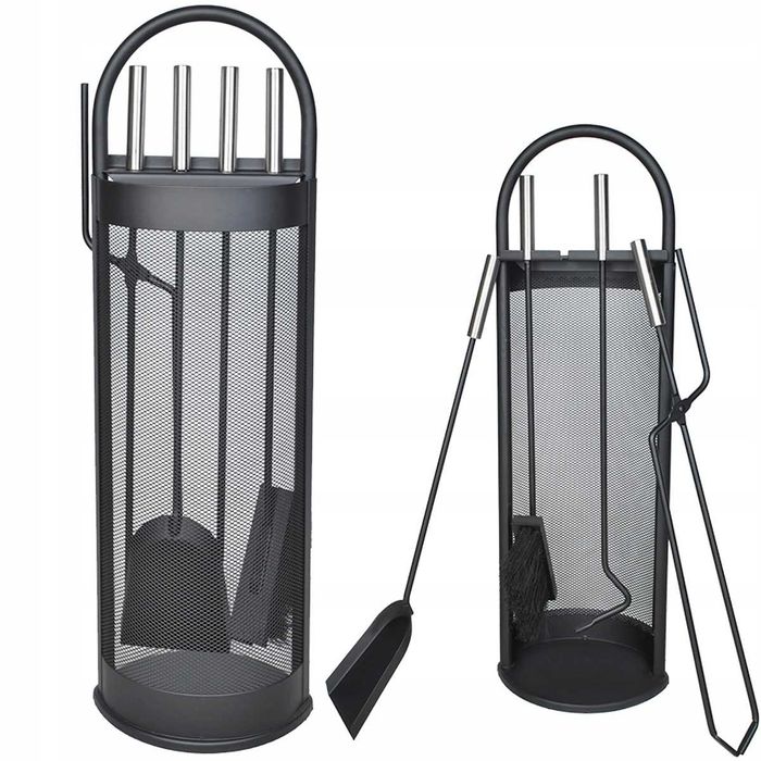 Przybory Kominkowe Akcesoria do Kominka Stojak Zestaw 5w1 Metalowy