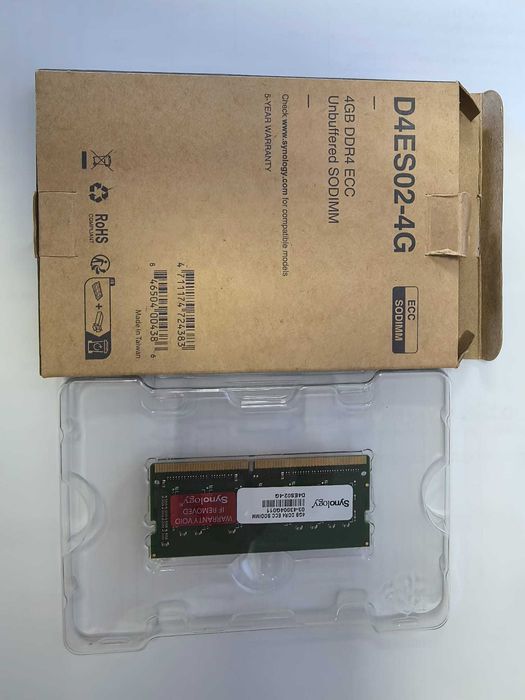 Pamięć RAM Synology 4GB DDR4 ECC Unbuffered SO-DIMM (Model: D4ES02-4G)