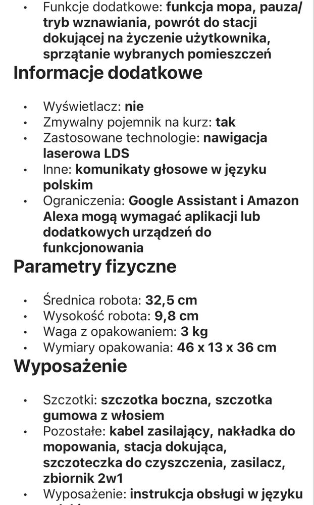 Robot sprzatajacy Xiaomi robot vacuum S20 mopowanie 120 min