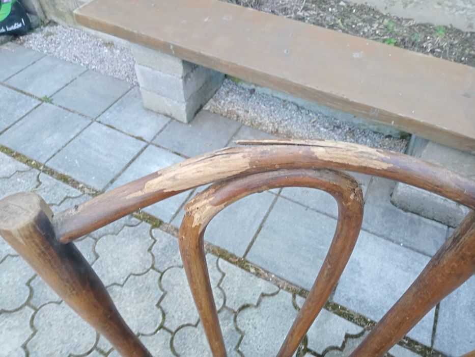 Stary wieszak, stół,  2 krzesła, komplet, Thonet, krzesło gięte