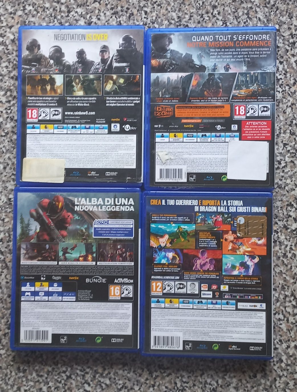 Dragon ball xenoverse/The division/Rainbow six/Destiny 2 Playstation 4