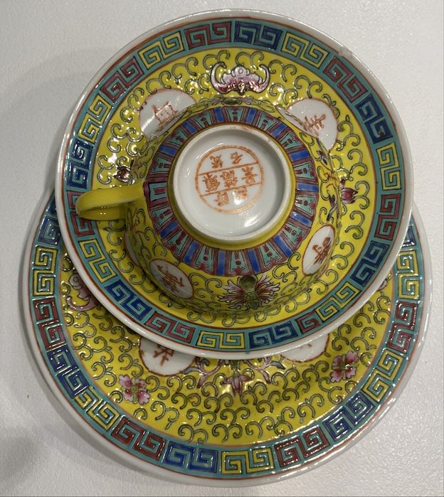 Chińska porcelana Mun Shou zestaw dla 4 osób