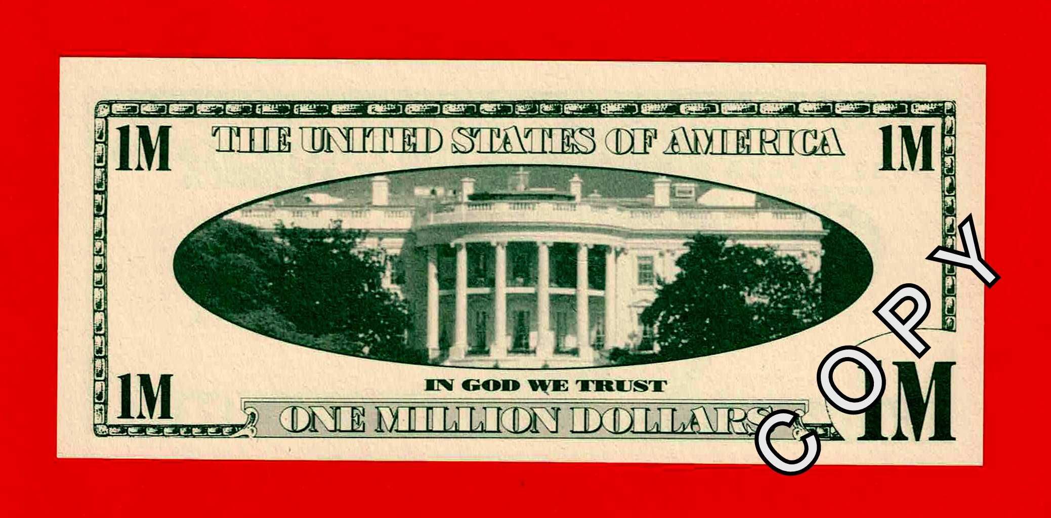 Milion Dolarów USA - UNC -  Replika - Banknot do kolekcji