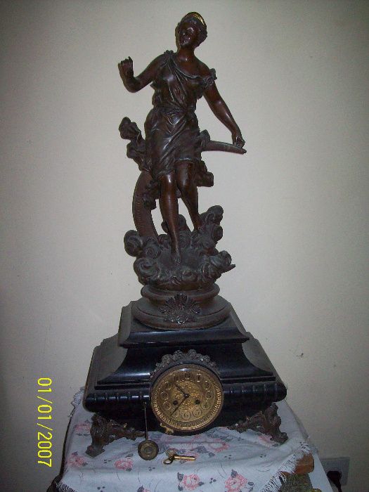 -GIGANT-Figuralny zegar kominkowy 73cm ok,1870r