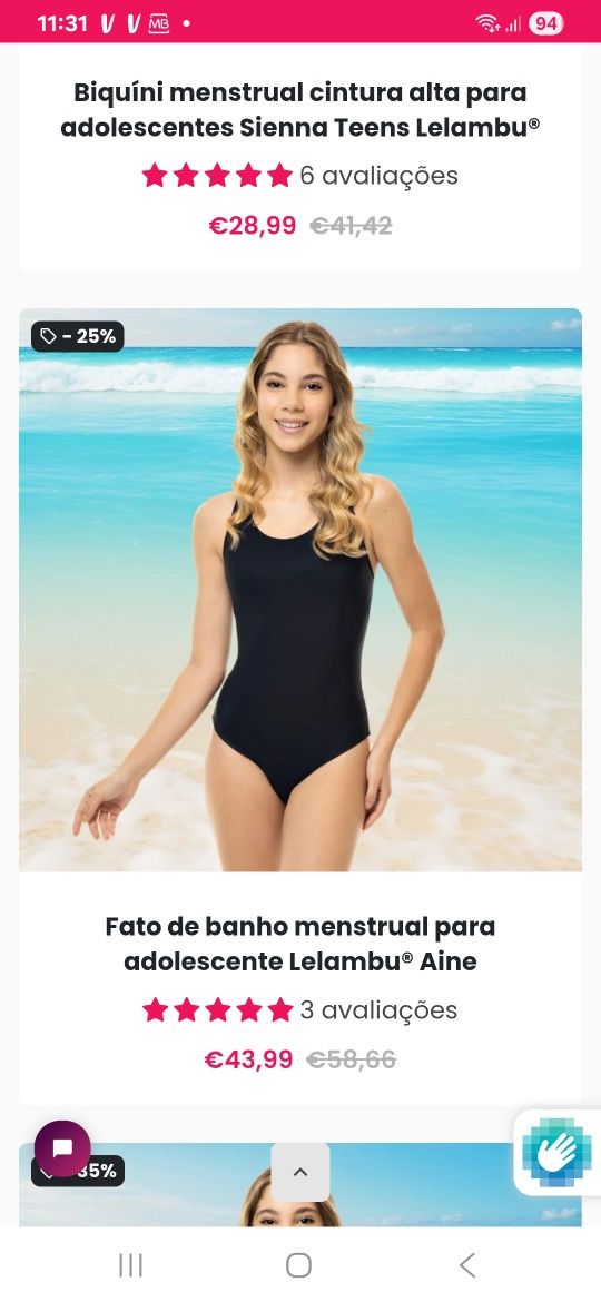 Fato de banho menstrual