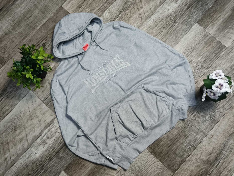 LONSDALE на лампасах худі чоловіче сіре бавовна L
