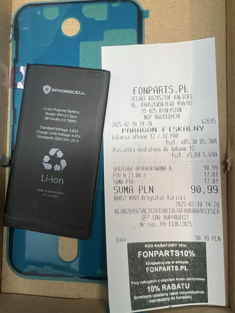 Iphone 12 bateria+ uszczelka nowe