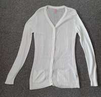 Biały cienki sweter rozpinany / kardigan / narzutka WOW 36 s