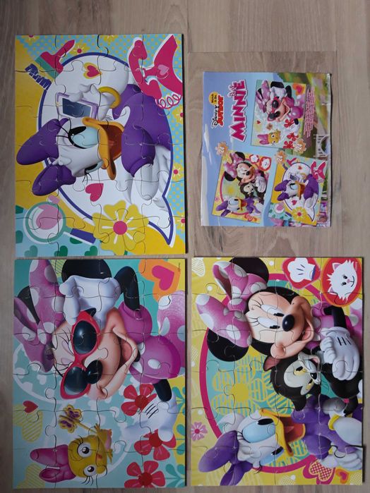 Puzzle Myszka Minnie i Daisy - 3 obrazki. Grube w fajnym pudełku